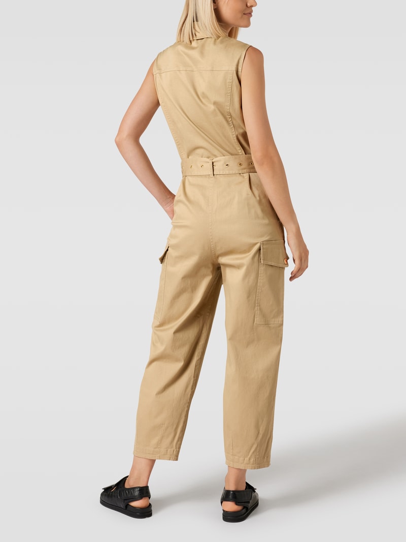 Jumpsuit mit verdeckter Knopfleiste Modell 'Cargo Jumpsuit' in beige