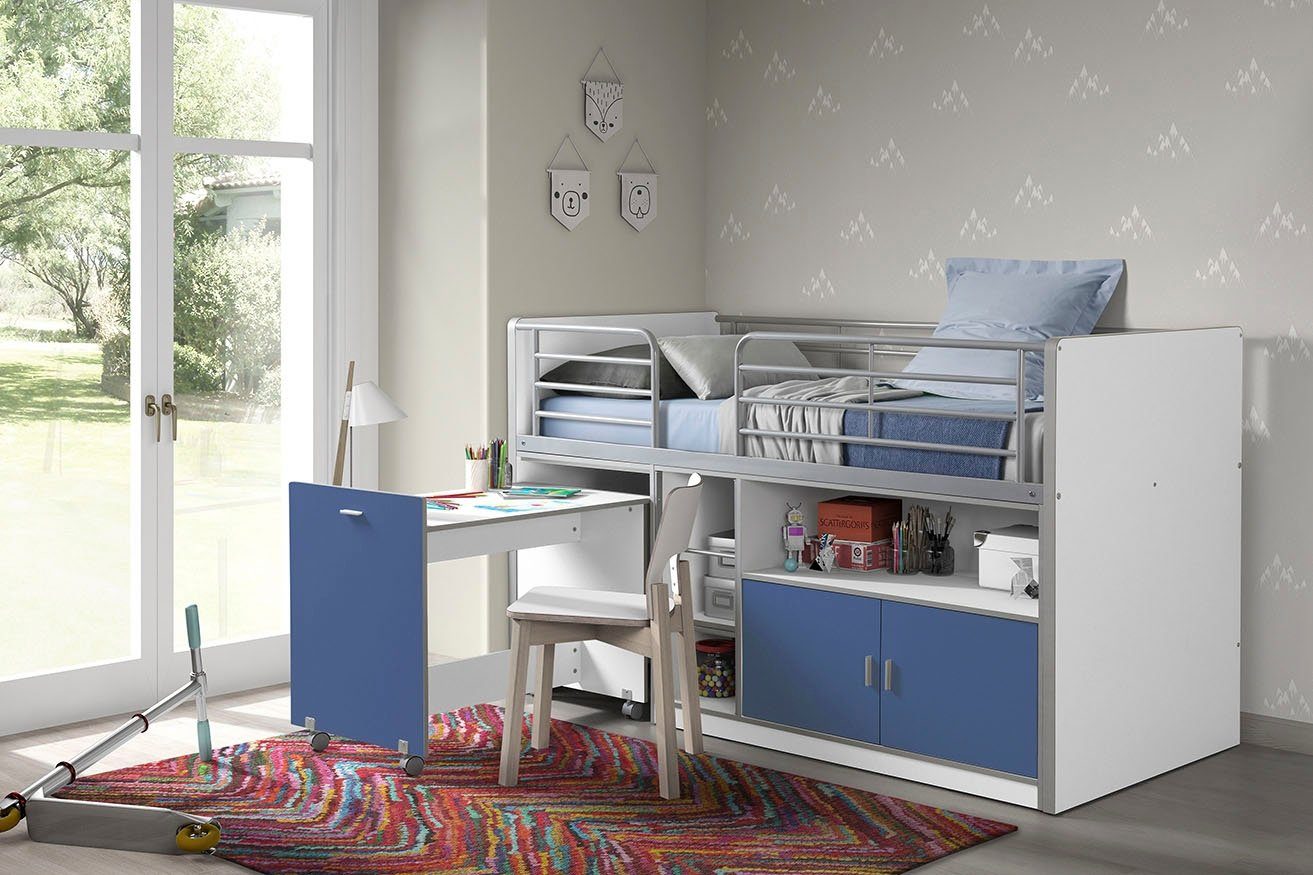 Vipack Hochbett schlafen und arbeiten in einem, Hochbett mit 90x200 cm Liegefläche