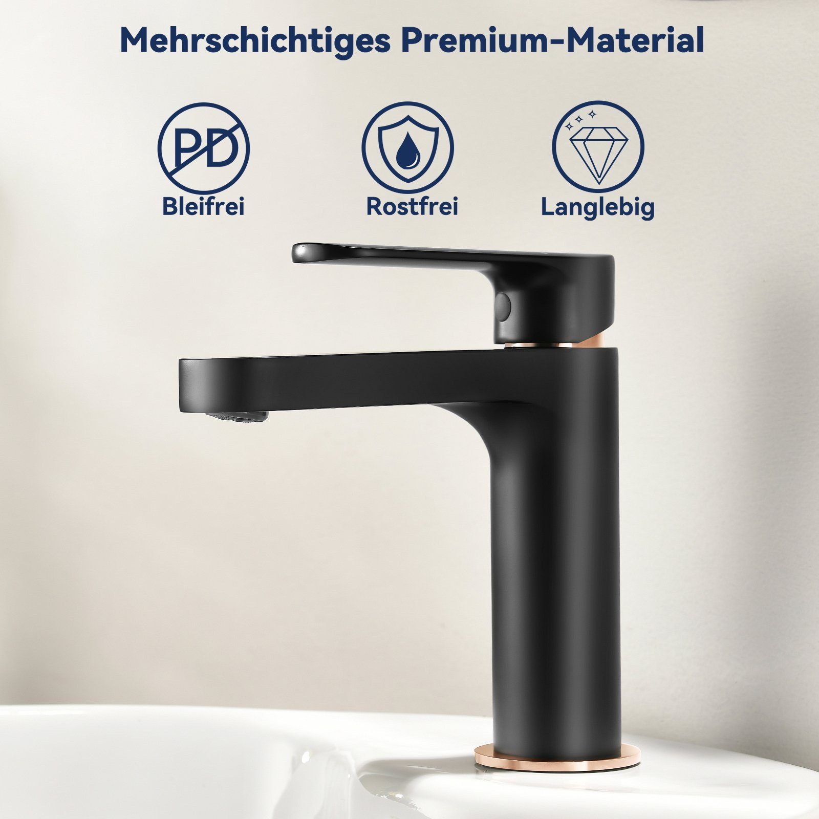 Auralum Waschtischarmatur Bad Wasserhahn Waschbecken Einhebel Mischbatterie Badarmatur für Badezimmer