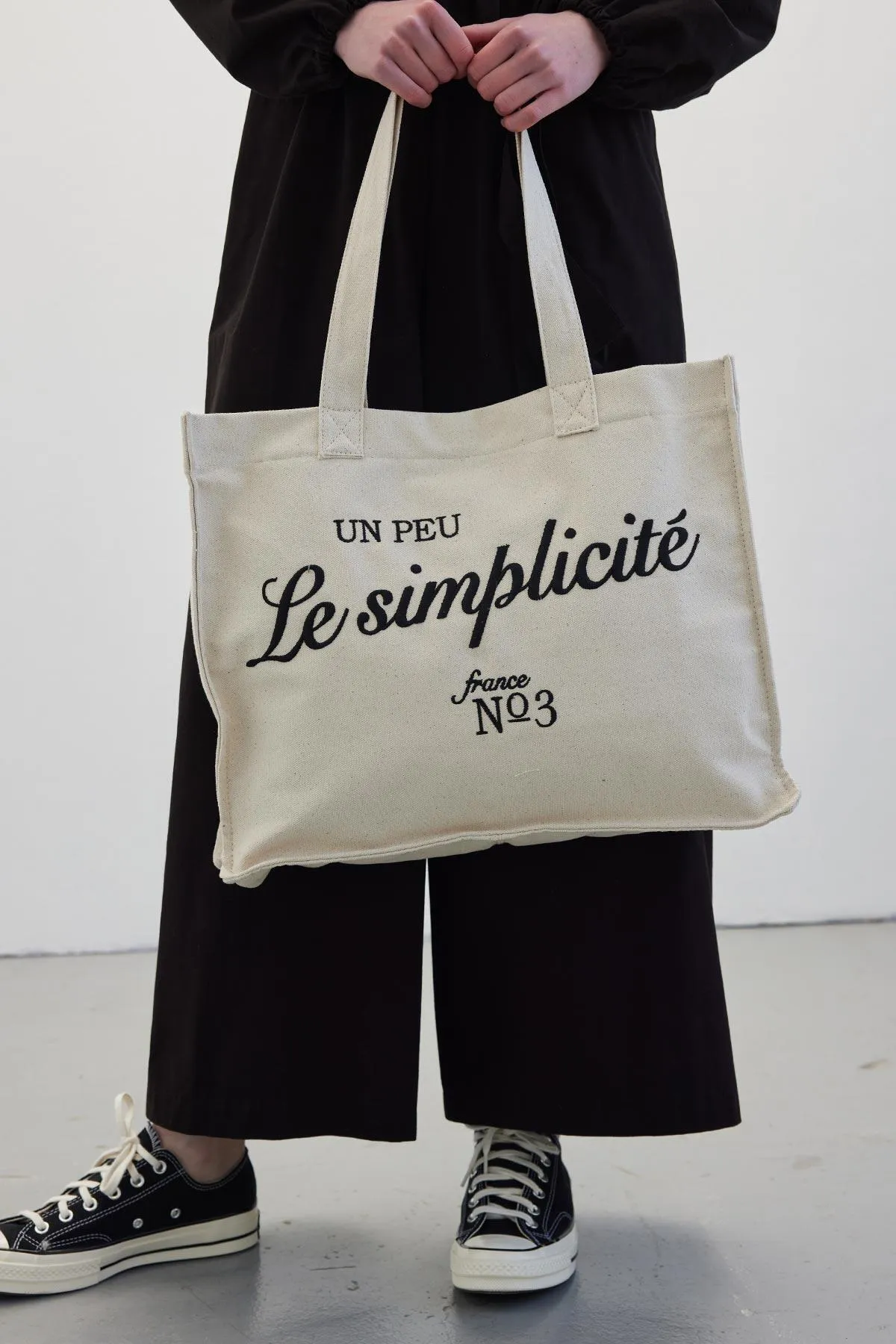 Manuka  Gestickte Shoper-Canvas-Tasche Natur