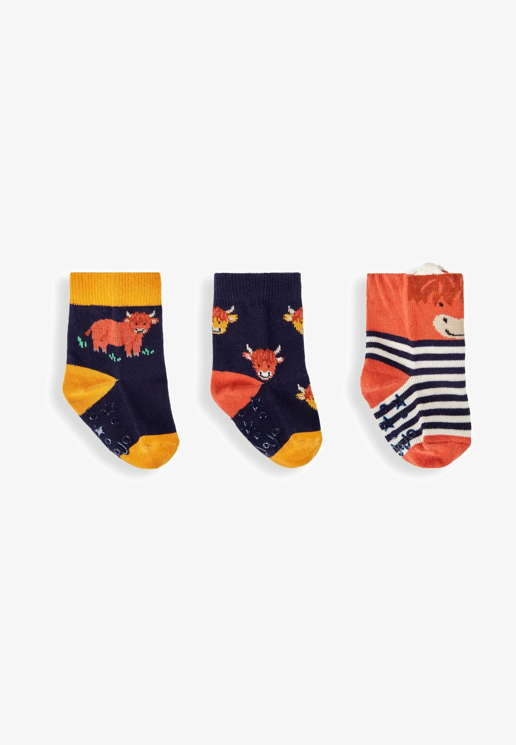 JoJo Maman Bébé HIGHLAND COW 3-PACK - Calcetines