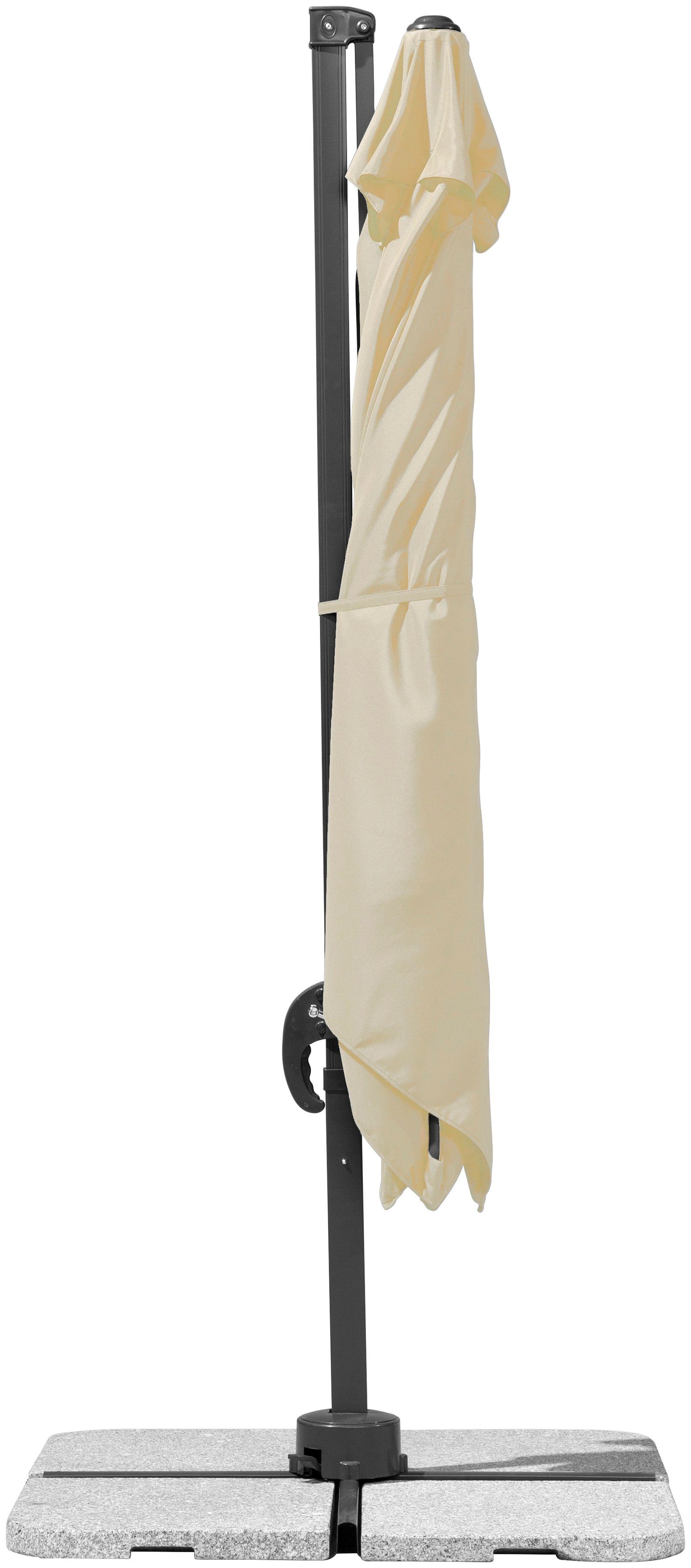 Schneider Schirme Ampelschirm Rhodos Junior, LxB: 270x270 cm, mit Schutzhülle und Schirmständer, ohne Wegeplatten