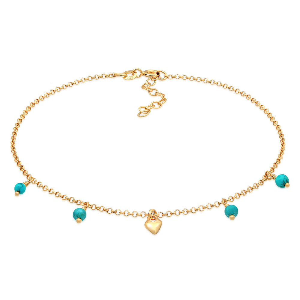 Elli Elli Bracelet de Cheville Femmes Bracelet de Cheville Coeur Boho Turquoise avec H Bijoux
