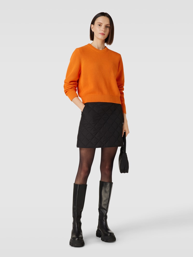 Strickpullover mit Rundhalsausschnitt in orange