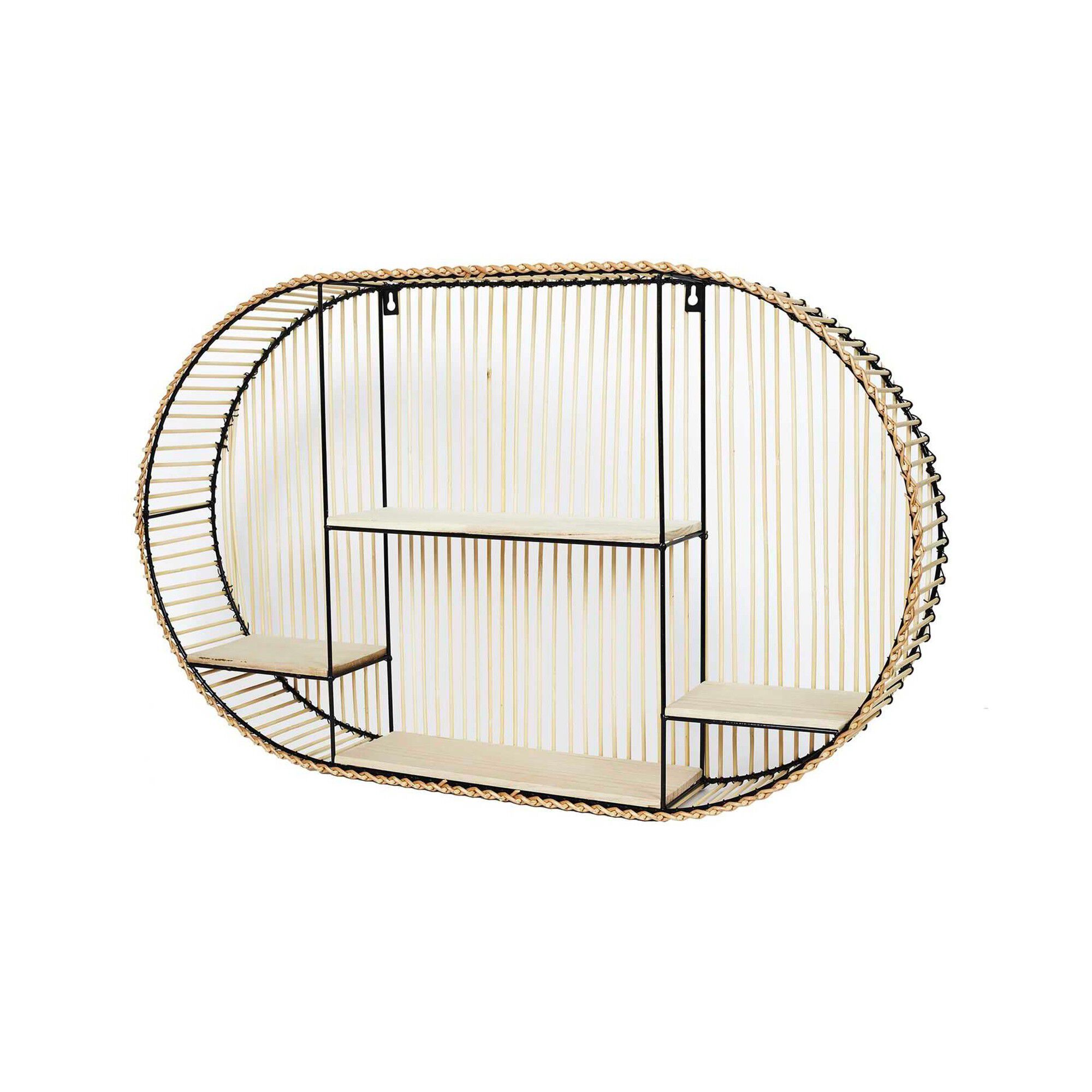 Etagère ovale métal et bambou