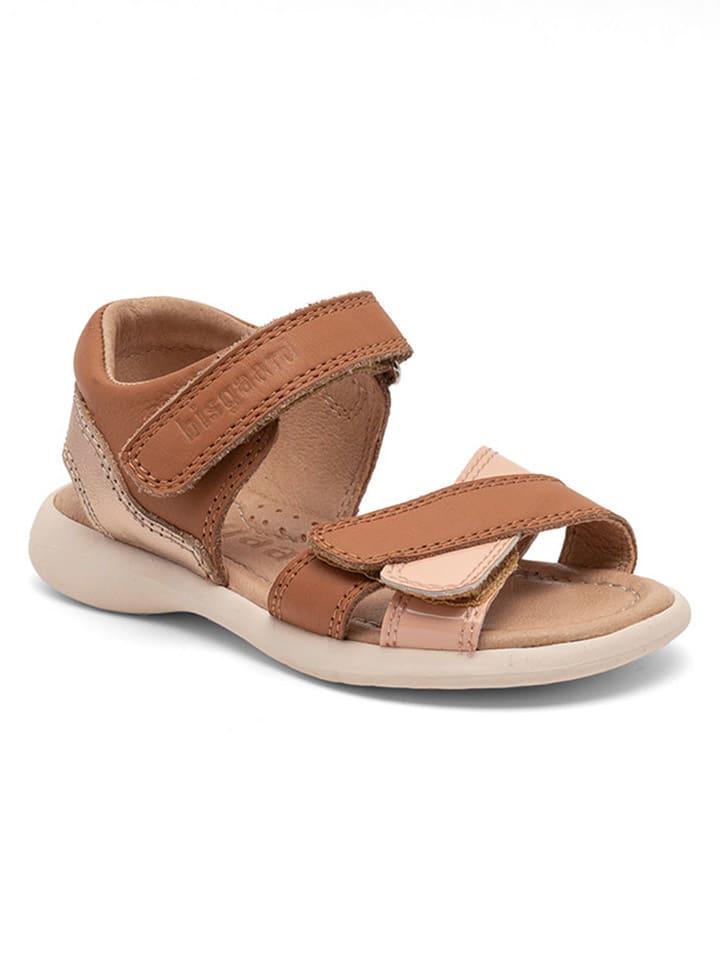 bisgaard Leder-Sandalen in Hellbraun/ Rosa günstig kaufen