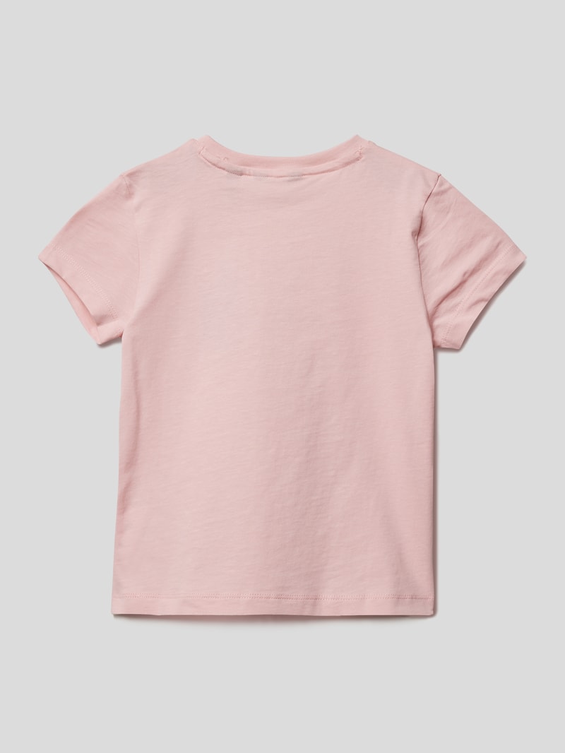 T-Shirt mit Label-Stitching in rosa