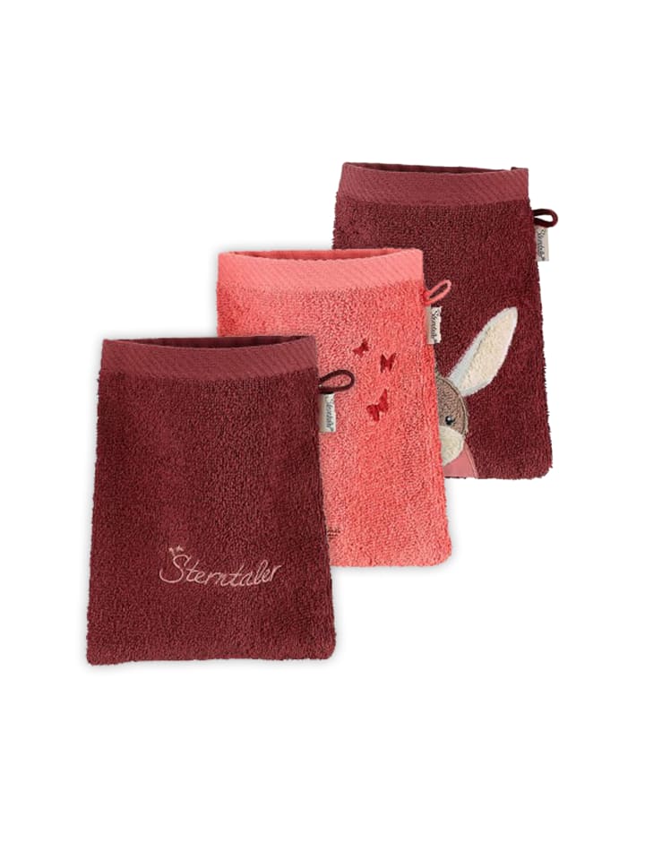 Sterntaler Waschhandschuhe 3er-Pack ESEL Emmily in hellrot günstig kaufen onesize