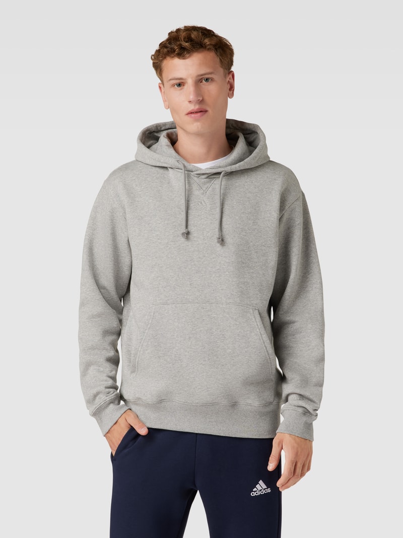 Hoodie mit Label-Stitching in mittelgrau meliert