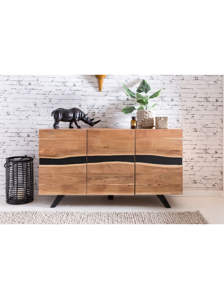 KADIMA DESIGN Sideboard 148 x 85 x 43 cm Massiv-Holz Natur Baumkante Anrichte günstig kaufen onesize