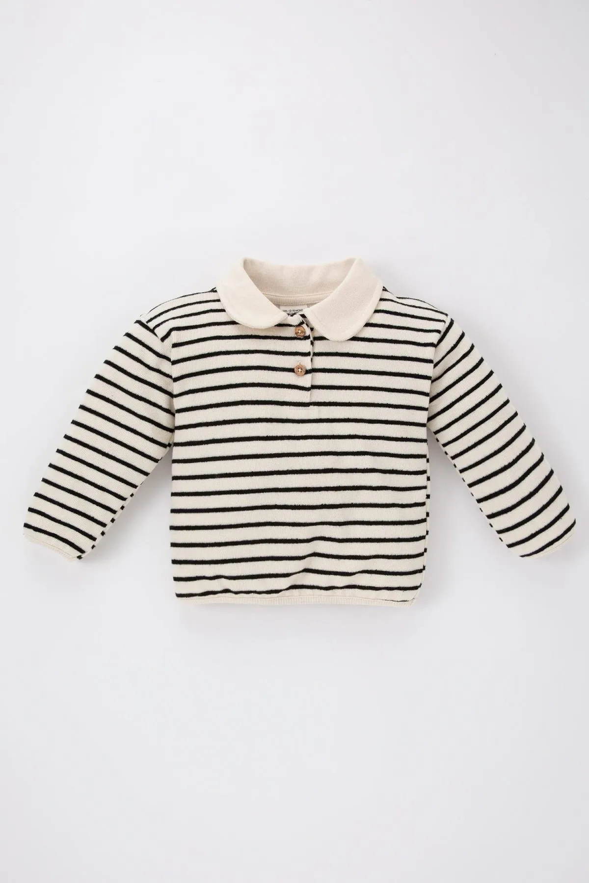 DeFacto  Gestreiftes Sweatshirt mit normaler Passform und Babykragen für Babys und Mädchen