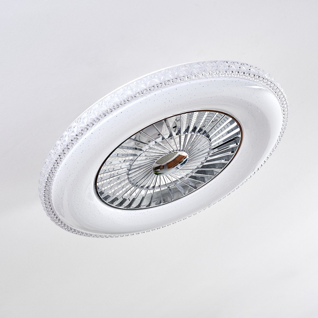 hofstein Deckenventilator Vaprio LED Deckenventilator in Weiß/Chorm