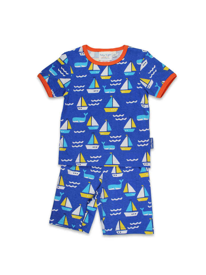 Toby Tiger Schlafanzug mit Pyjama St Ives Print in blau günstig kaufen