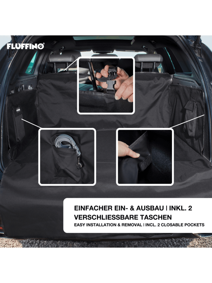 FLUFFINO Kofferraumschutz für Hund inkl. Seiten- & Ladekantenschutz dunkelgrau günstig kaufen onesize