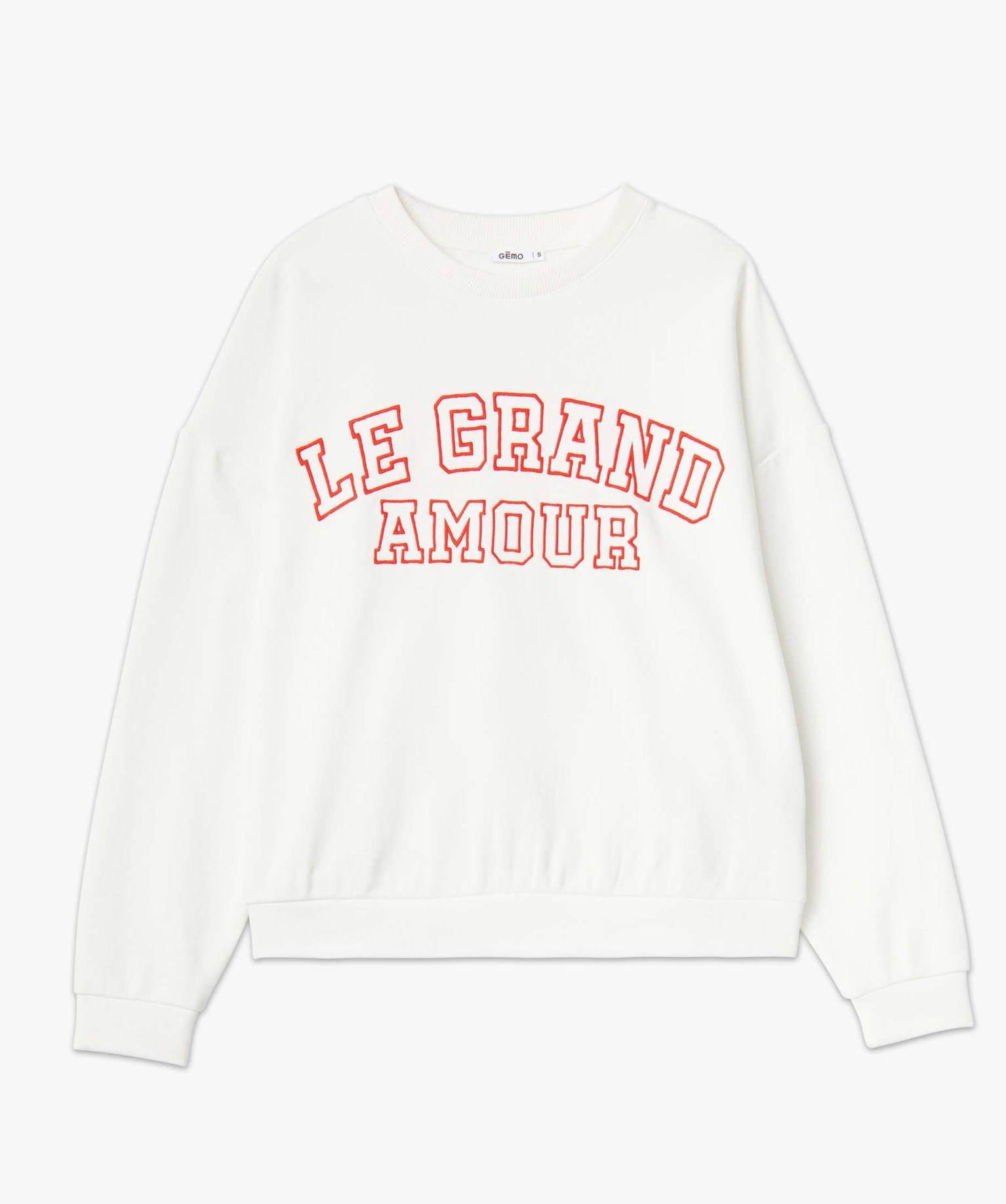 Sweat femme oversize à message brodé ecru | GEMO