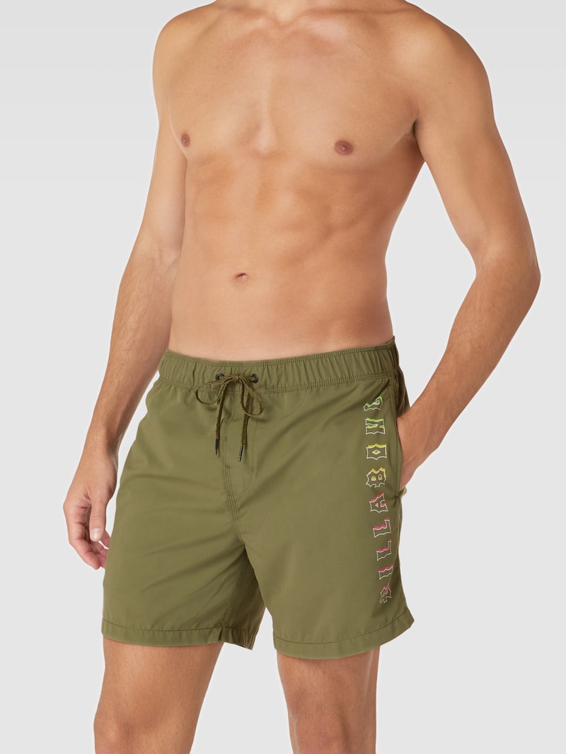 Badehose mit Label-Detail Modell 'ALL DAY HERITAGE' in khaki
