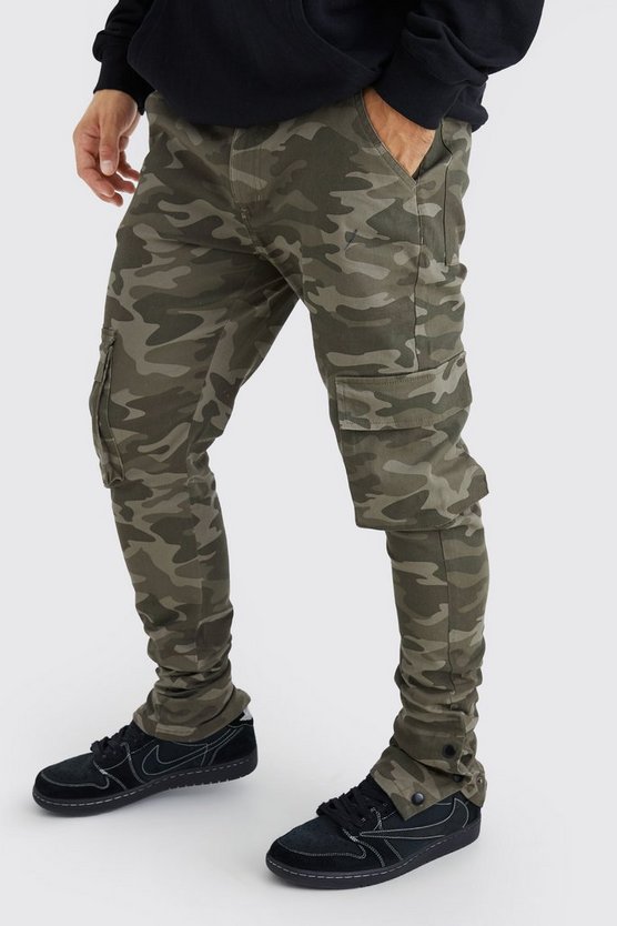 Skinny Camouflage Cargo-Hose mit Druckknöpfen