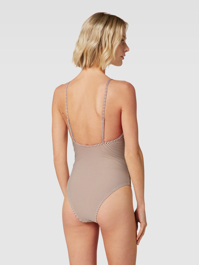 Badeanzug mit Streifenmuster Modell 'Striba Bly' in hellbraun