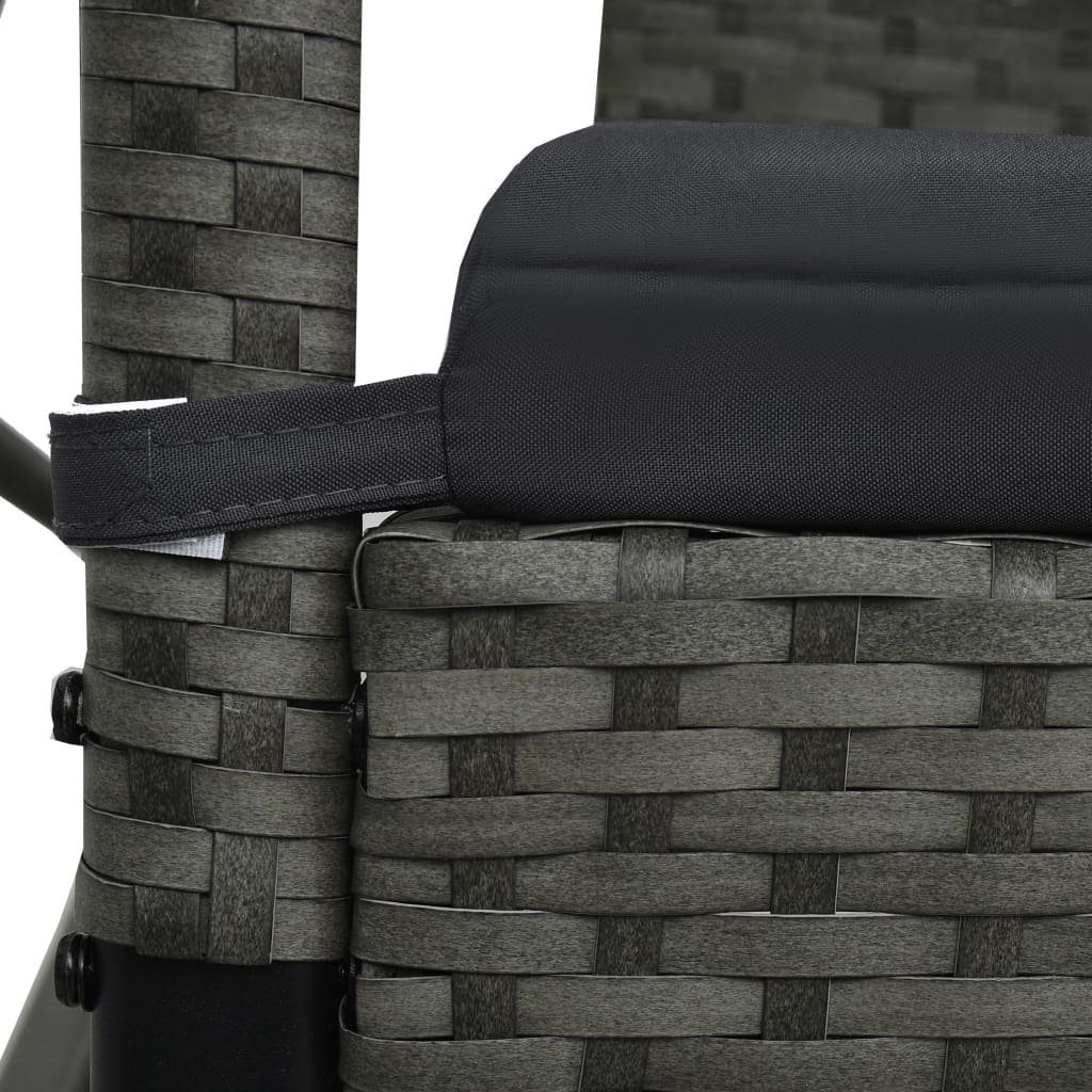 vidaXL Hollywoodschaukel Hollywoodschaukel 3-Sitzer mit Dach Poly Rattan Grau, 1 tlg.