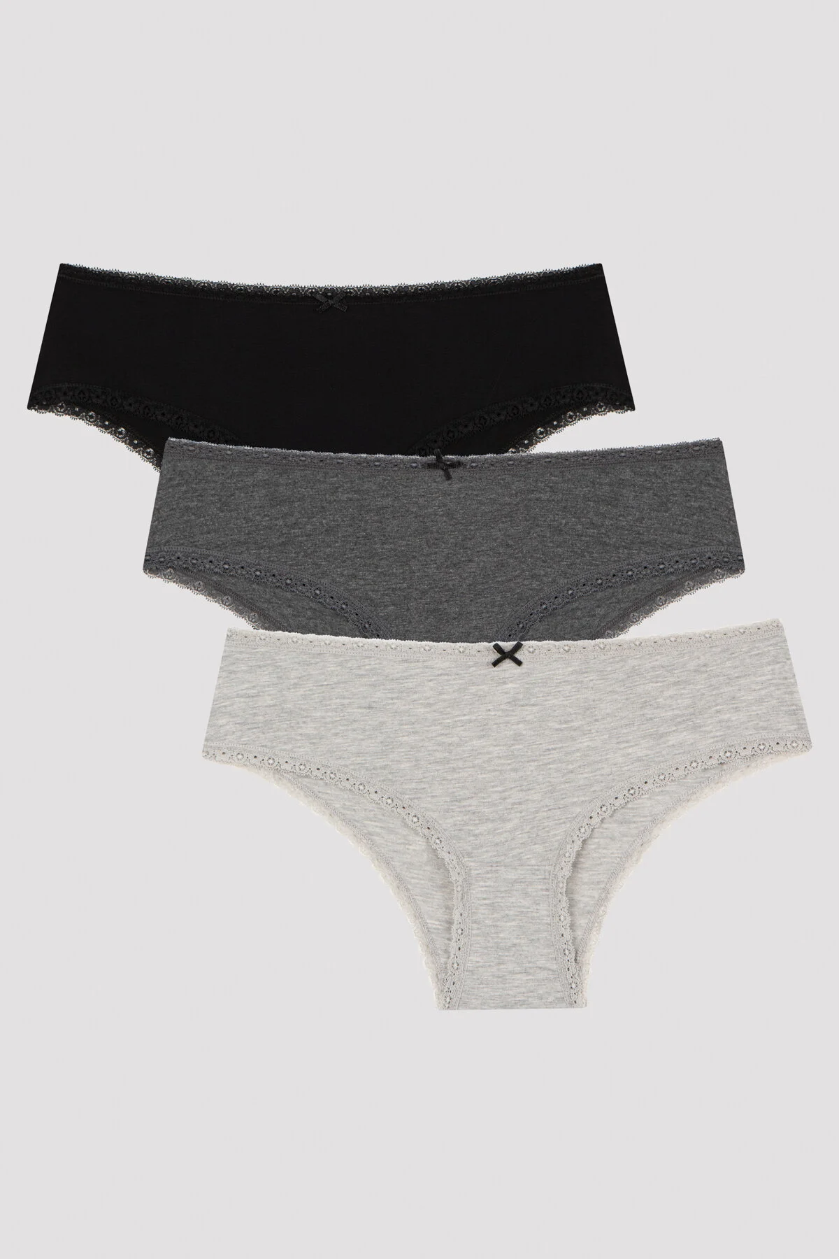 Penti  Daily Lace 3er-Pack graue Hipster-Höschen