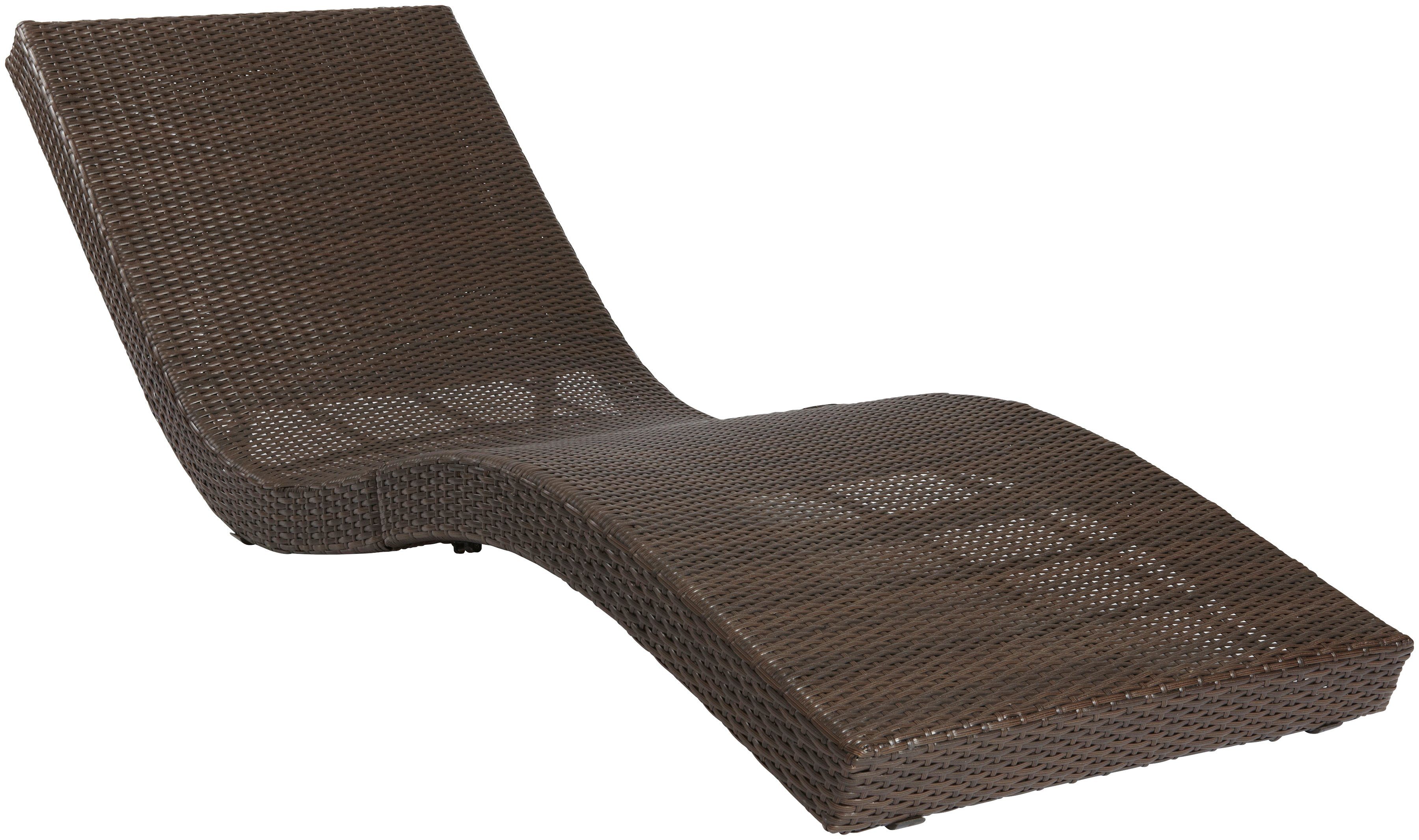 MERXX Gartenliege Piacenza, Polyrattan, braun, inkl. Wendeauflage