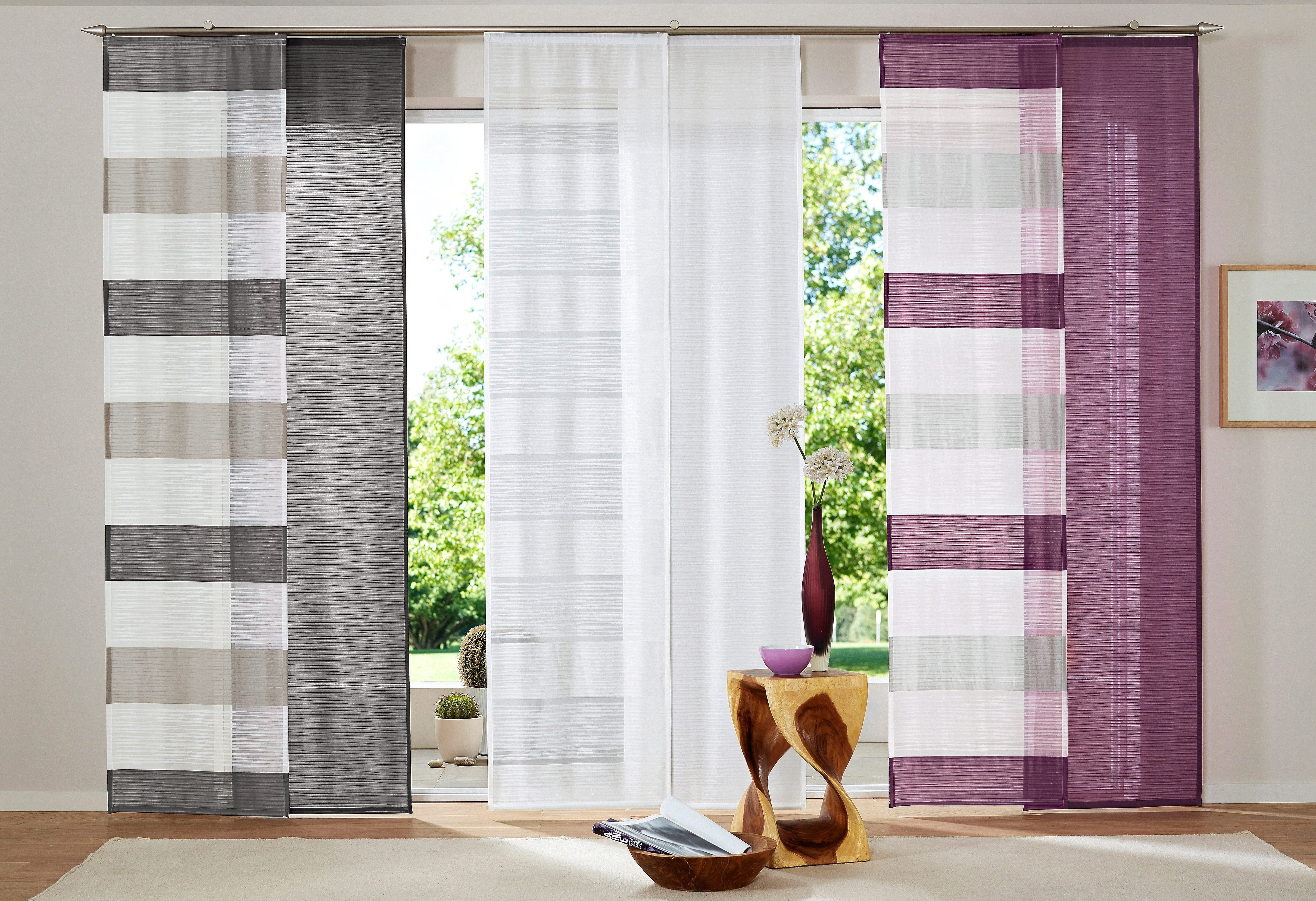 Schiebegardine Sarnia, HOME WOHNIDEEN, Schlaufen (1 St), halbtransparent, Voile, inkl. Beschwerungsstange