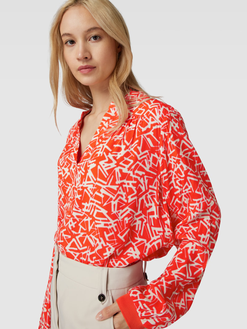 Bluse aus Viskose mit V-Ausschnitt in rot