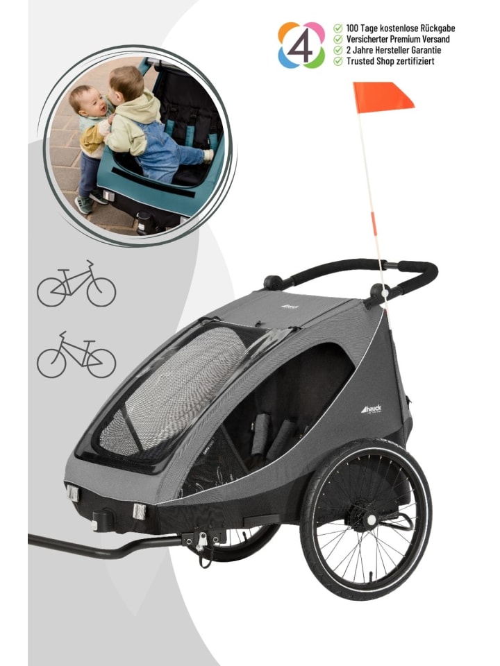 Hauck Hauck Dryk Duo / Fahrradanhänger - Farbe: Grey günstig kaufen onesize