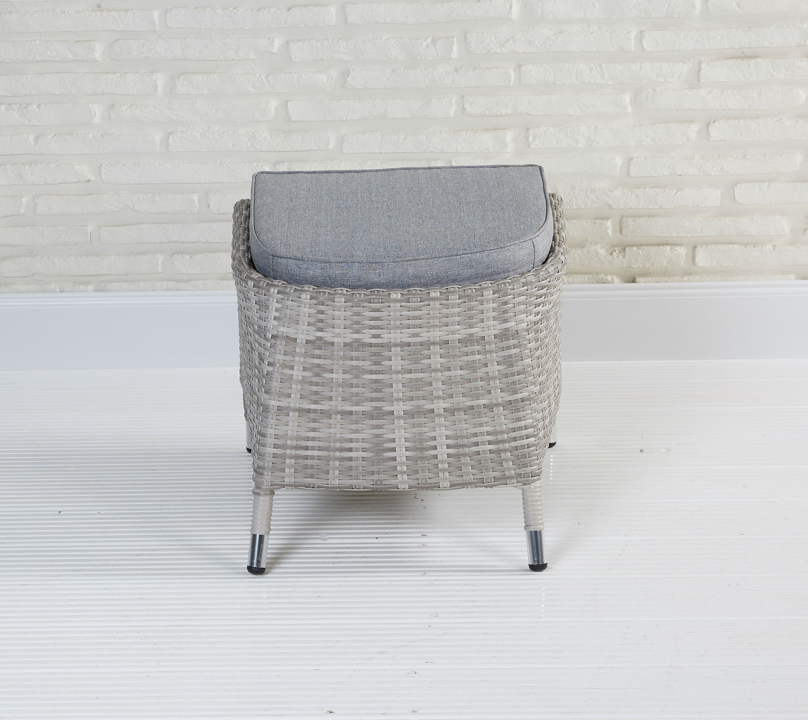 LC Garden Gartenlounge-Hocker LC Garden Nizza Dining Hocker Fußbank weiß-grau