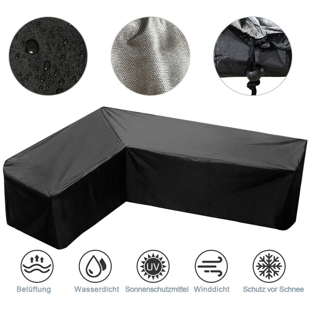 Qelus Gartenmöbel-Schutzhülle Gartenmöbel Abdeckung, Lounge L-Form Sofa Wasserdicht Schutzhülle, Winddicht UV-Beständiges Oxford Gewebe Schutzhülle für Garten