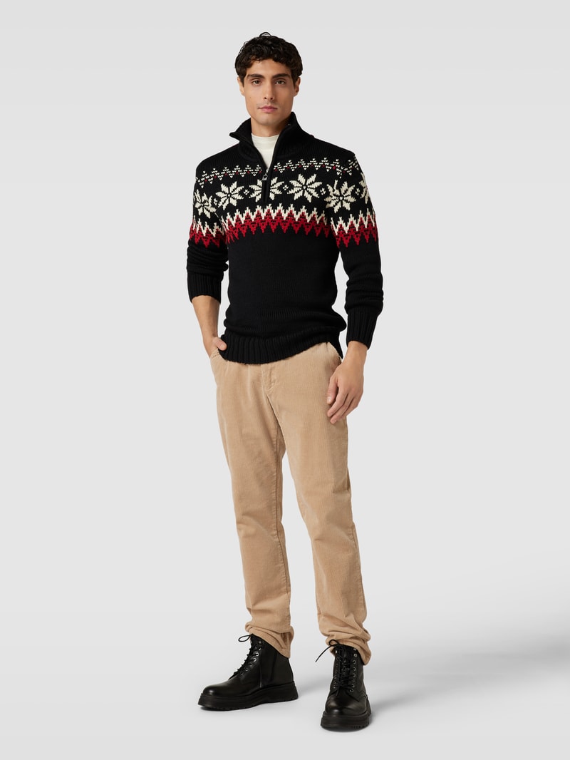 Strickpullover mit Stehkragen Modell 'Myking' in schwarz