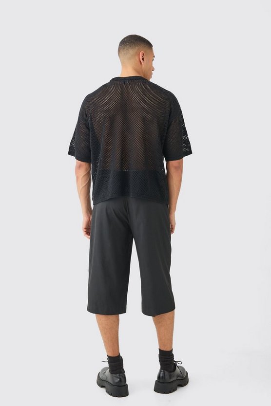 Oversize T-Shirt in Schwarz mit Naht