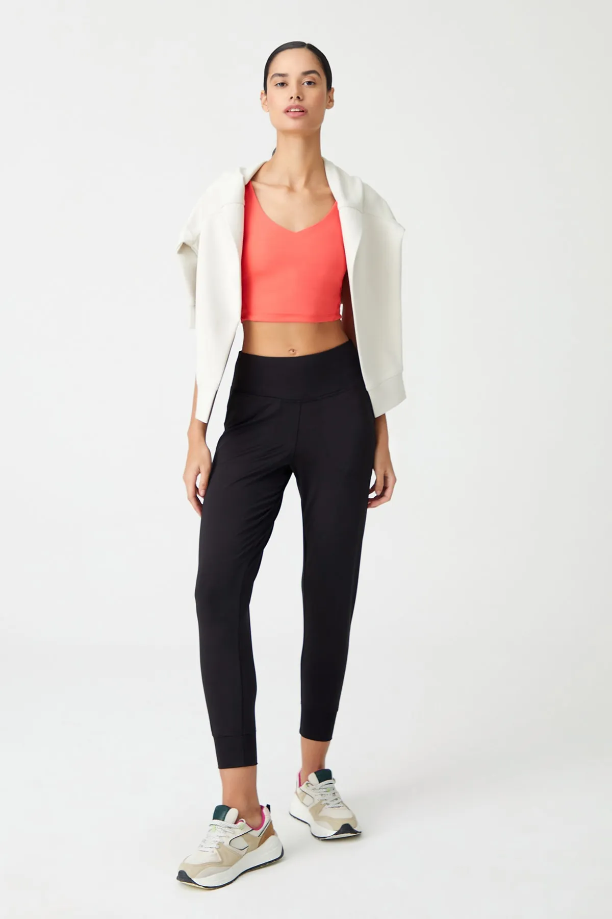 LOS OJOS  Schwarze Jogginghose mit hoher Taille für Damen