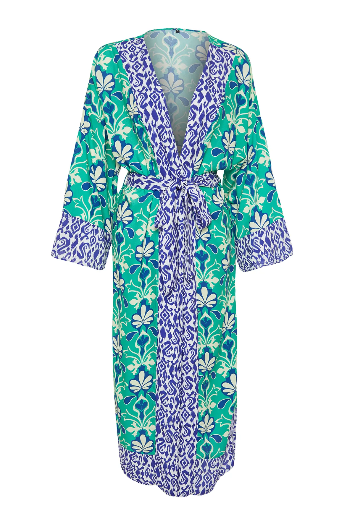 Trendyol Collection  Ethnisch gemusterter, gewebter Maxi-Kimono und Kaftan mit Gürtel TBESS21KM0171