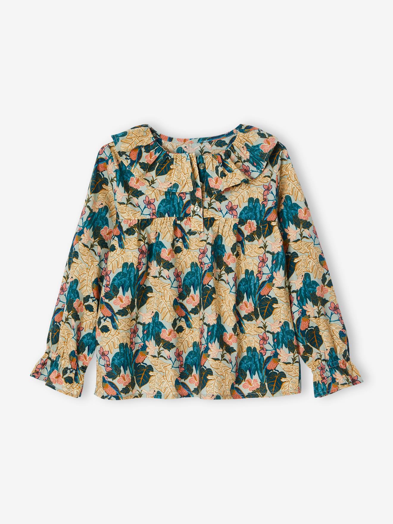 Vertbaudet Mädchen Bluse mit Blumen - pfirsich