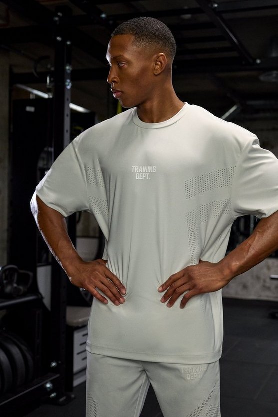 Perforiertes Oversize T-Shirt mit Active Training Dept Print