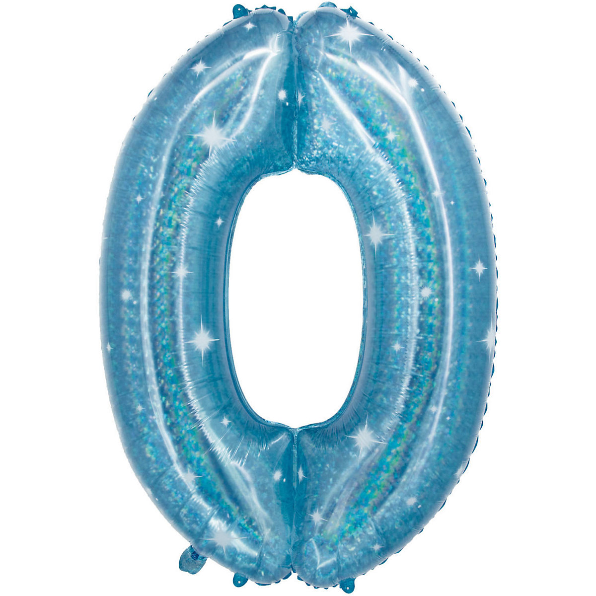 Folienballon Zahl 0, 101 cm, Galactic Aqua Blau