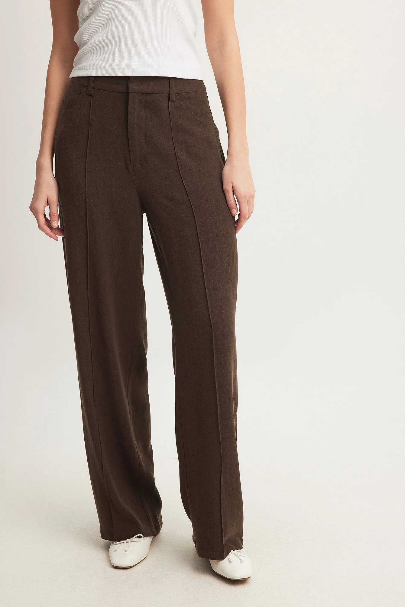 Gerade Hose aus Leinen-Mix mit hoher Taille