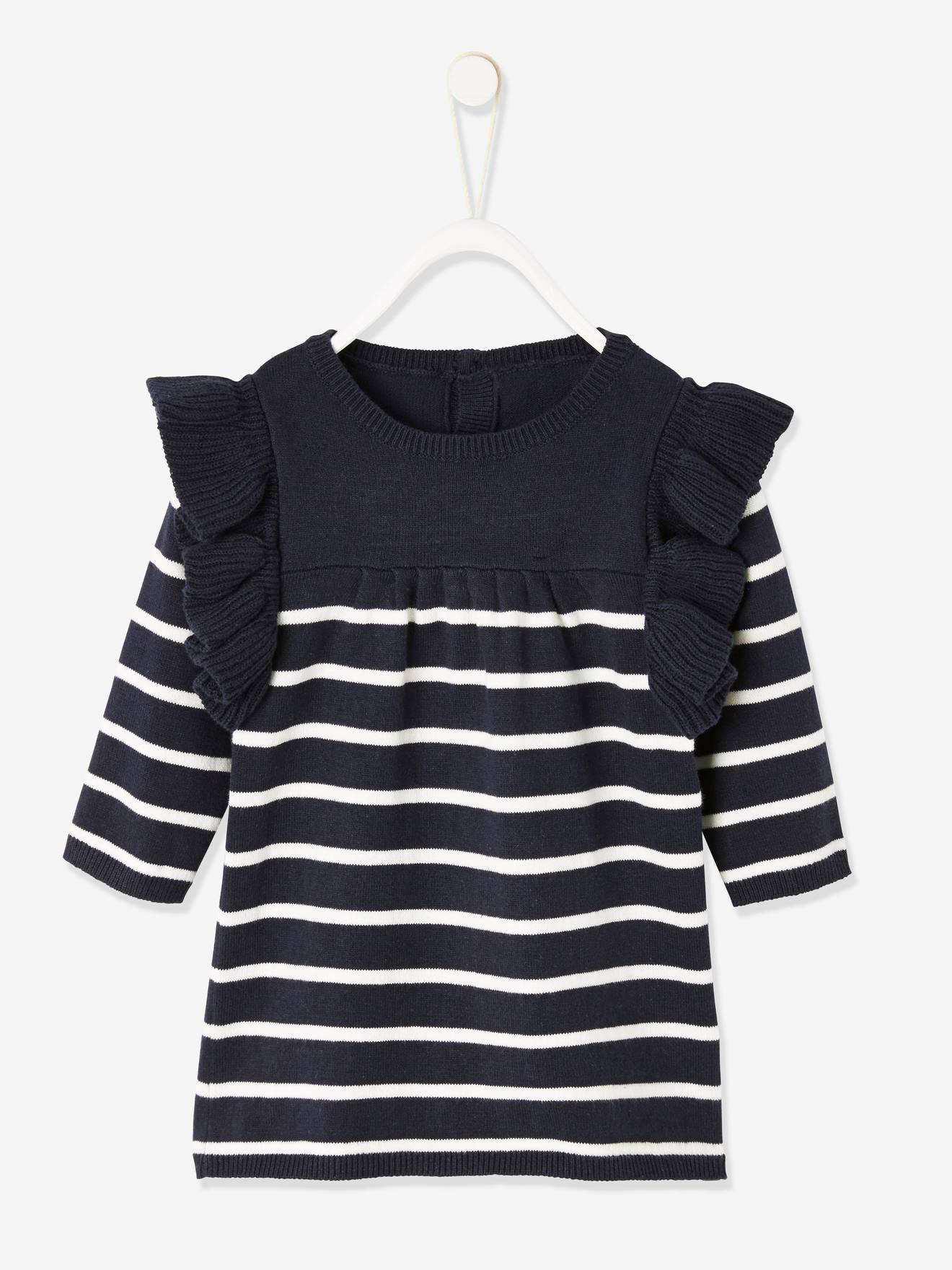 Robe marinière bébé fille encre rayé