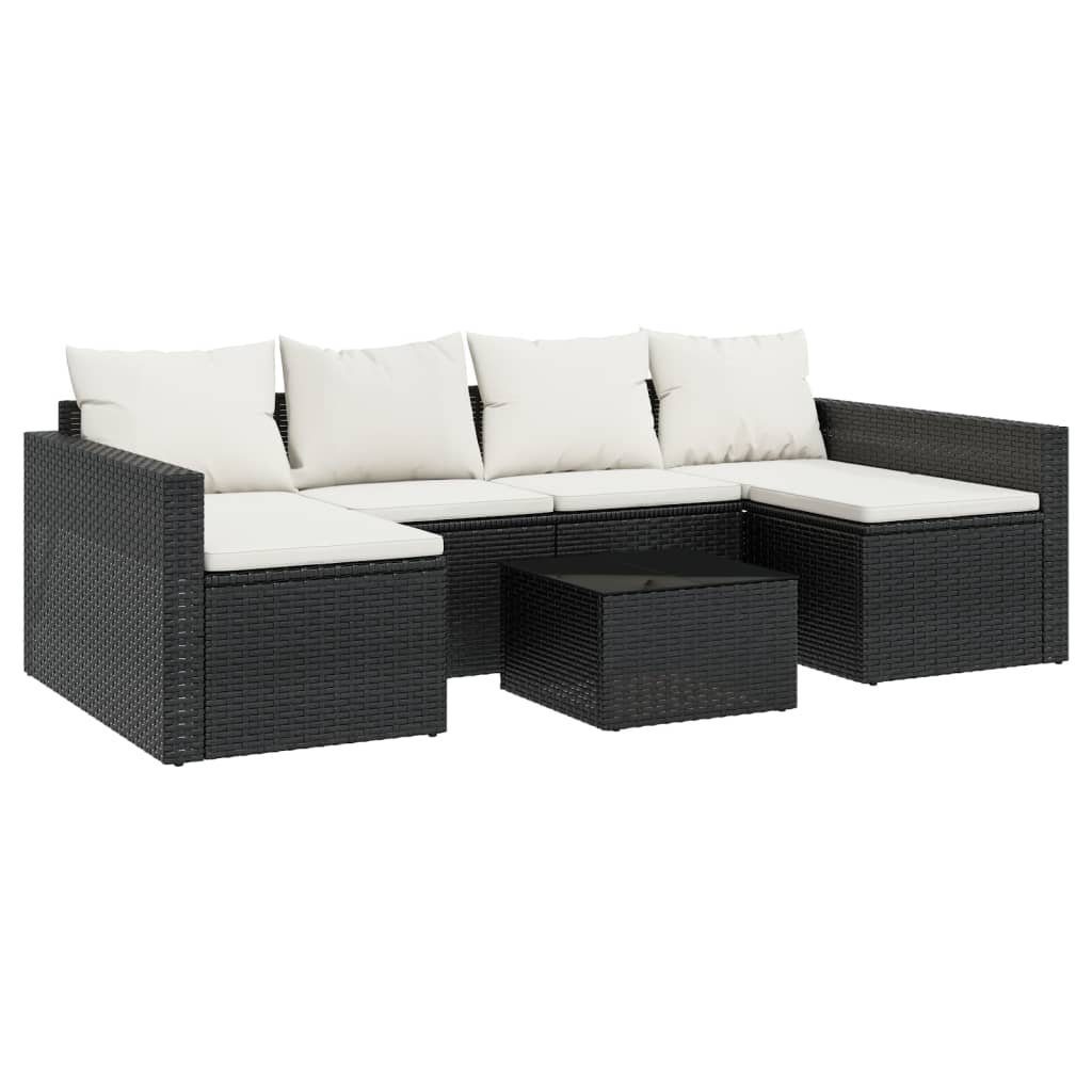 vidaXL Gartenlounge-Set 2-tlg. Garten-Lounge-Set mit Kissen Schwarz Poly Rattan, (2-tlg)
