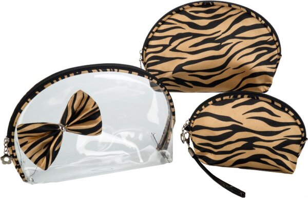 Accentra 3er Set mit Tigermuster Kosmetiktasche
