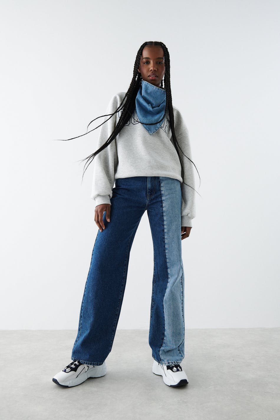 Straight block jeans
