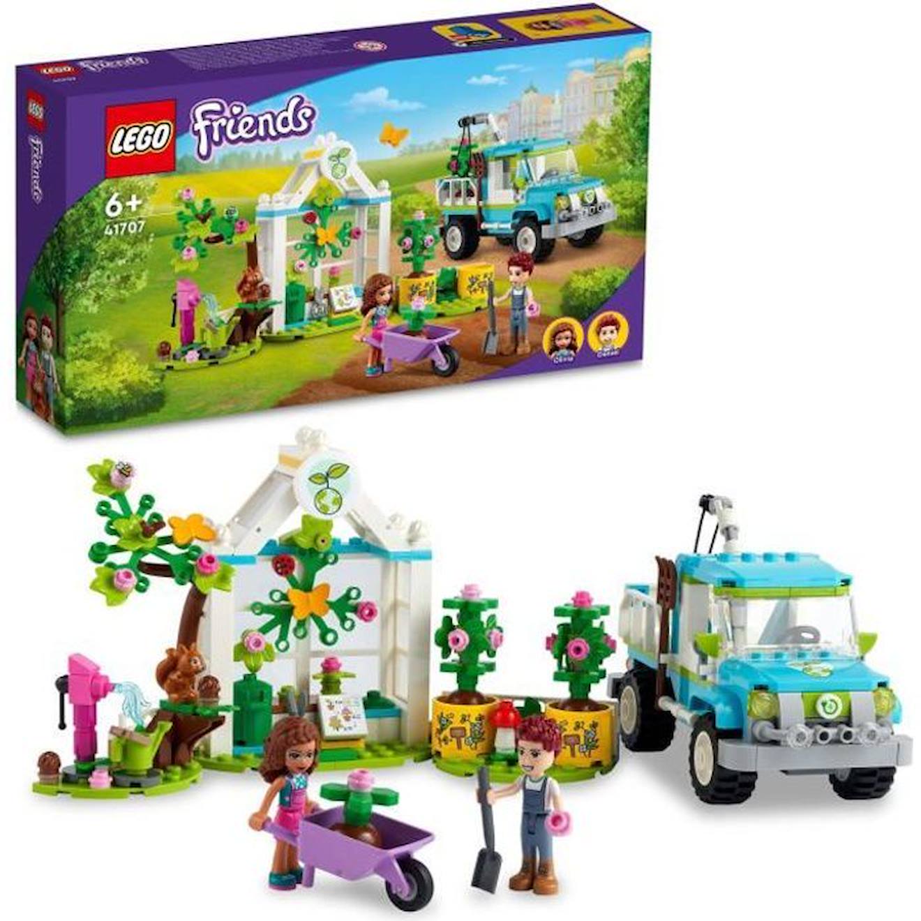 LEGO 41707 Friends Le Camion Planteur d’Arbres, Jouet, Jardinage Écologique, Camion Électrique, Filles et Garçons Dès 6 Ans bleu