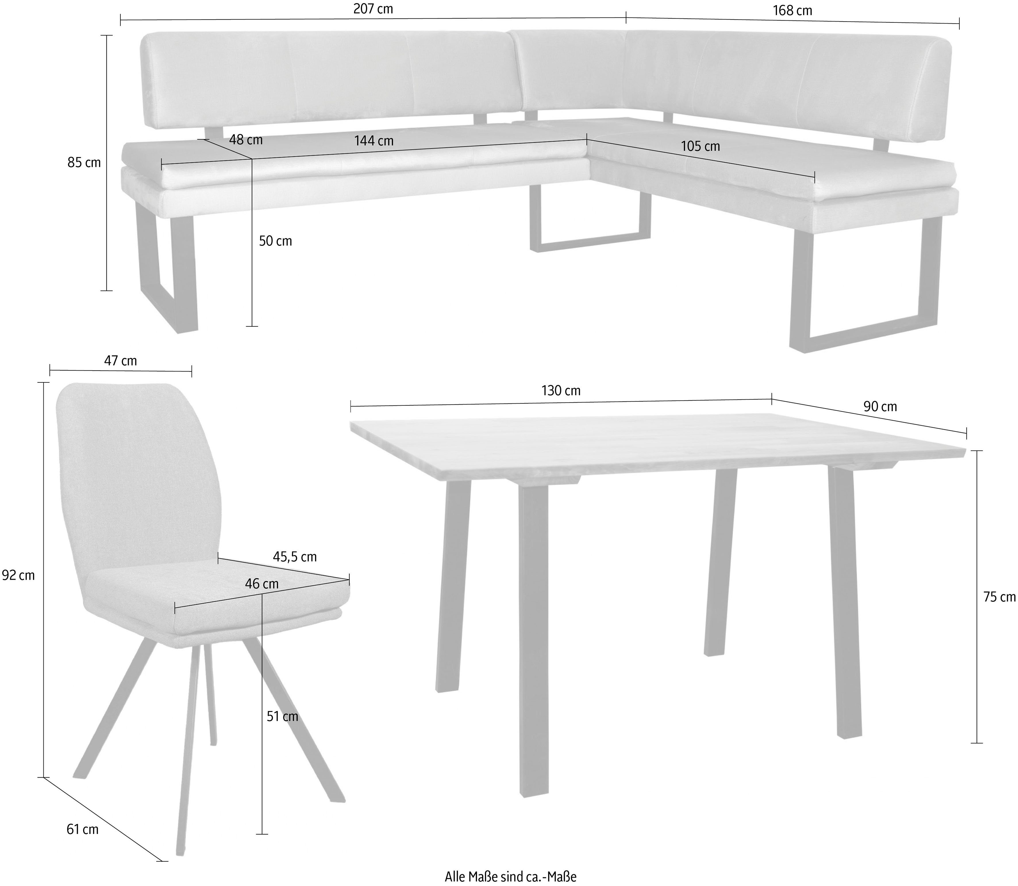 Home affaire Eckbankgruppe Kakan, (Set, 4-tlg., 4tlg Set), Eckbank mit Wellenfederung im Sitz