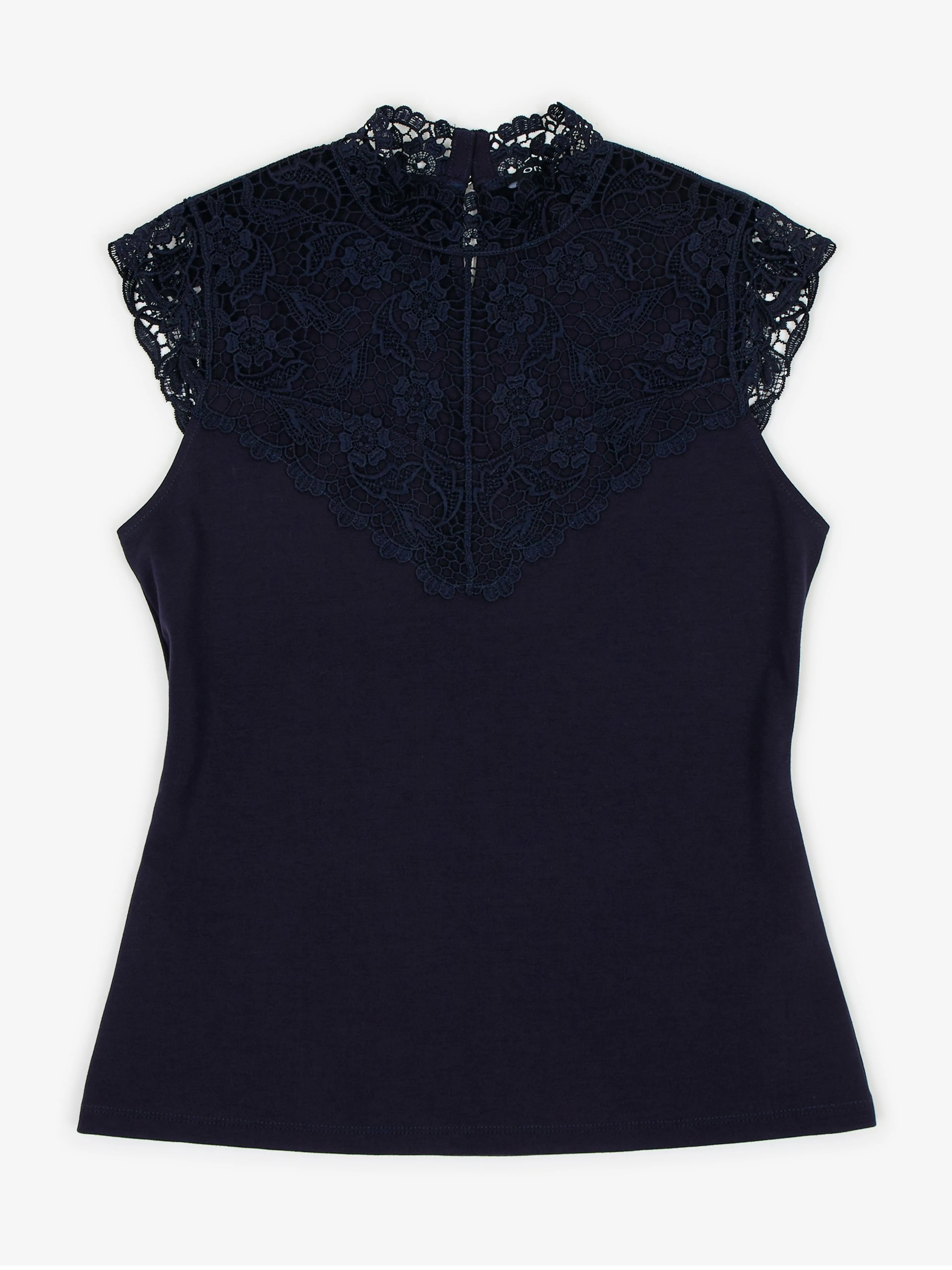 Dunkelblaues Damen-T-Shirt mit Spitzendetail ORSAY