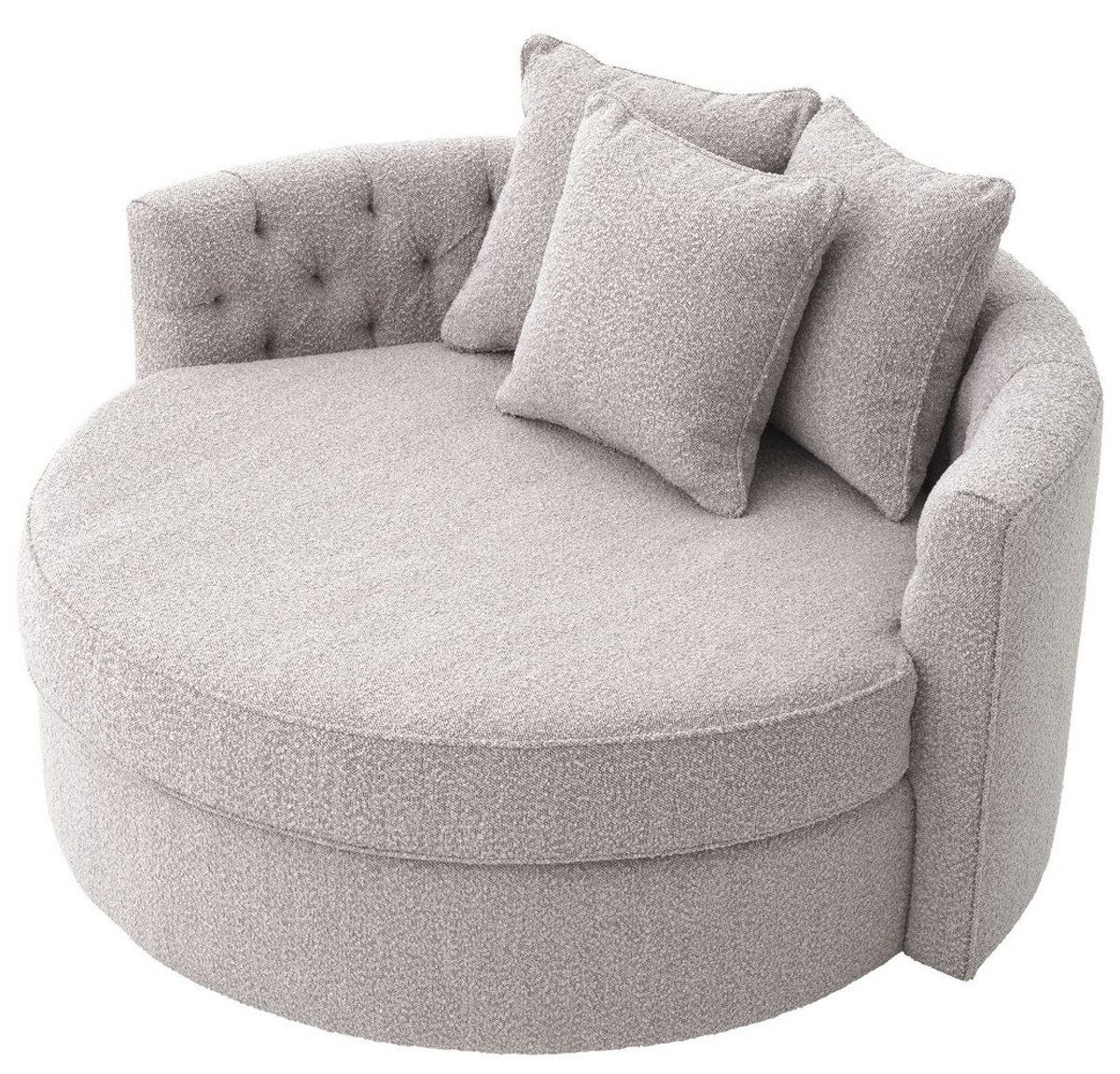 Casa Padrino Loungesofa Luxus Rundsofa Grau 157 x 148 x H. 90 cm - Modernes rundes Wohnzimmer Sofa mit 3 Kissen - Wohnzimmer Möbel - Luxus Möbel