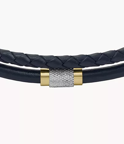 Fossil Armband All Stacked Up mehrreihig Leder dunkelblau