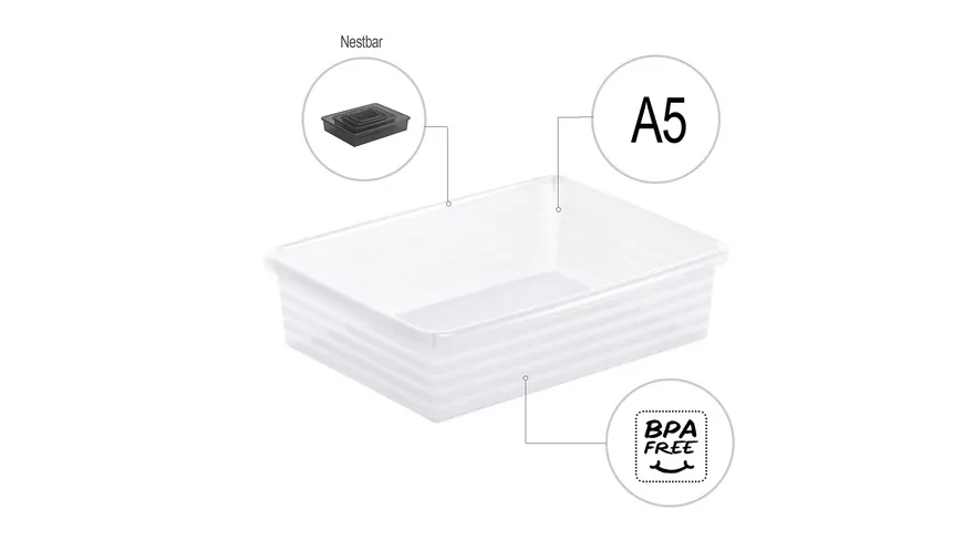 rotho Körbchen LINUS A5 anthrazit transparent