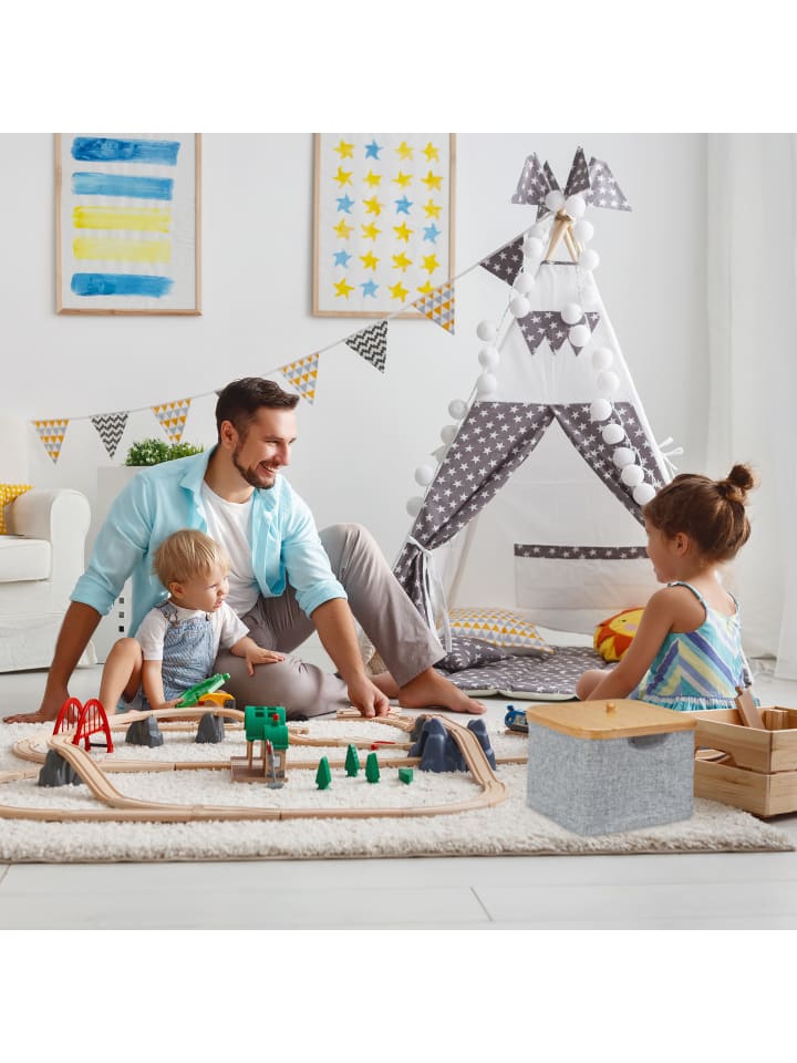 relaxdays Aufbewahrungskorb in Grau - (B)33 x (H)25 x (T)33 cm günstig kaufen onesize