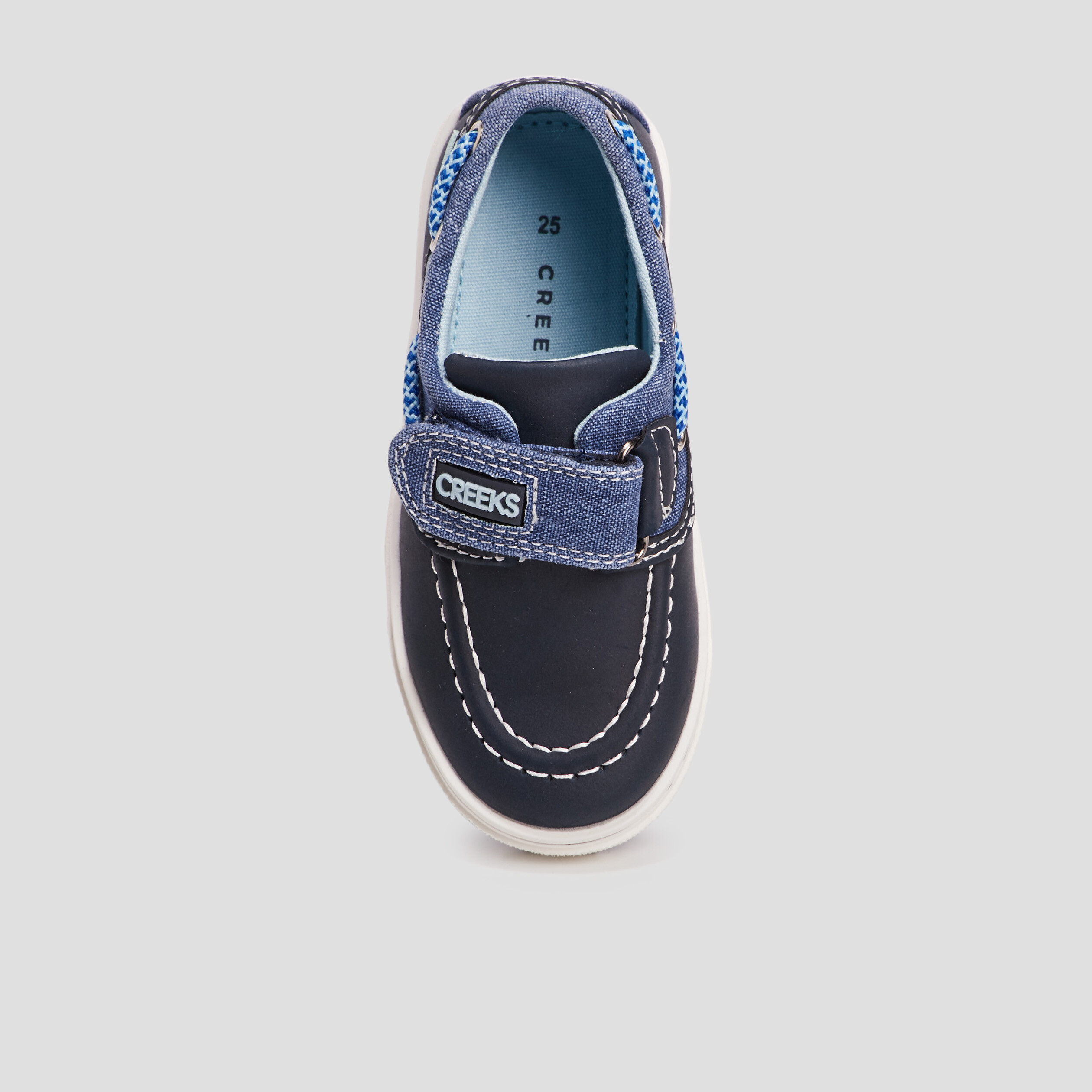 Chaussures bateau en toile à scratch bleu garçon | La Halle
